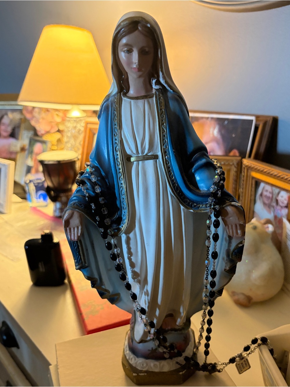 Vintage Columbia Statuary Blessed Mother Mary 12” Made in Italy Chalkware Statue